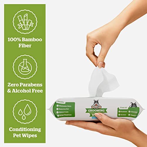 Pogi's Dog Grooming Wipes - 100 Dog Wipes for Cleaning and Deodorizing - Plant-Based. Hypoallergenic Pet Wipes for Dogs. Puppy Wipes - Quick Bath Dog Wipes for Paws. Butt. & Body - Fragrance Free