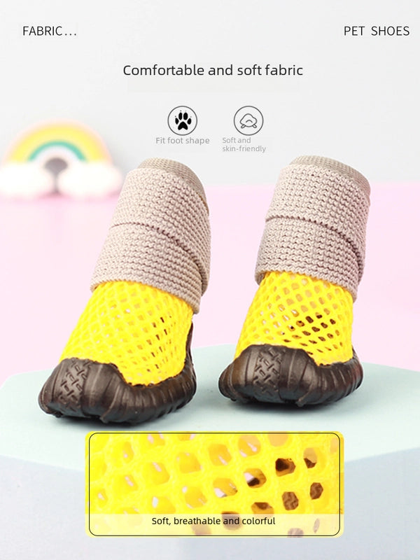 Pet Small Dog Teddy Bear Chenari Dog Shoes Mesh Hollow Breathable Elastic Soft Sticky