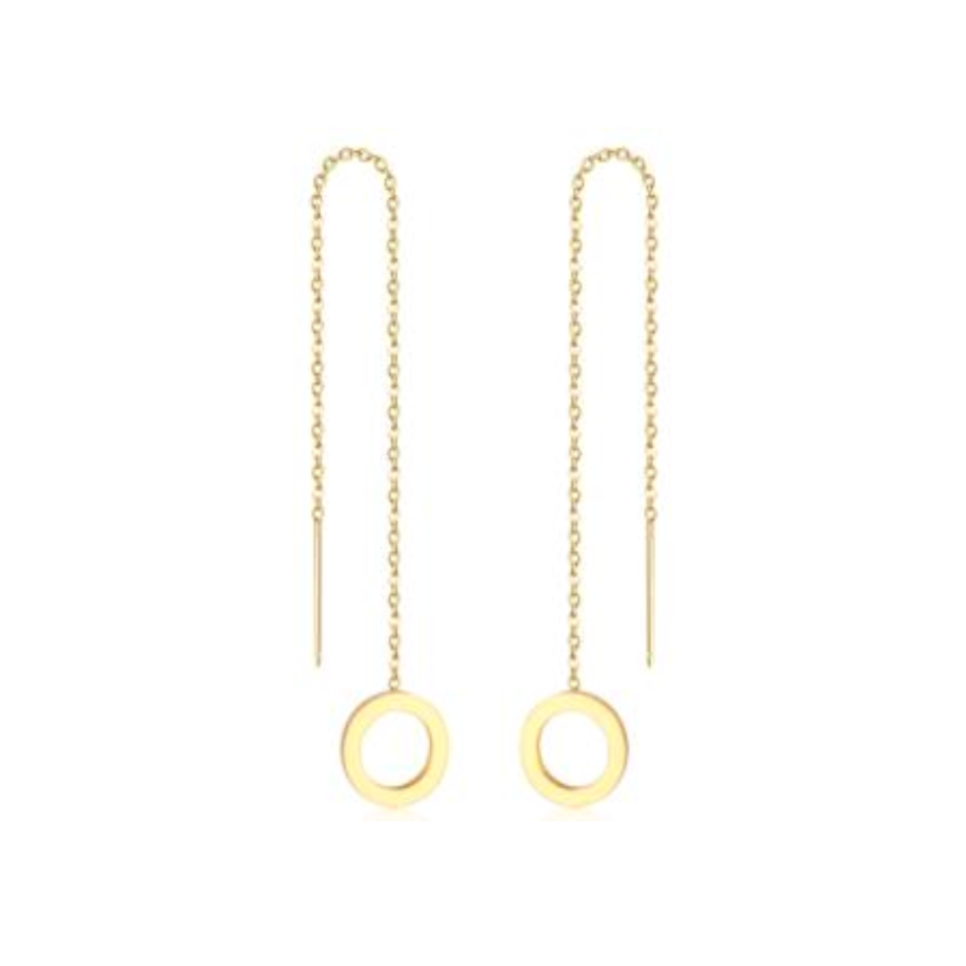 Thread through circle chained stud - Gold