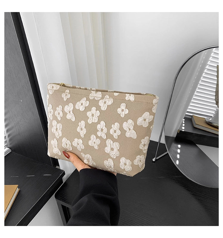 Black White Pink Flower Square Clutches