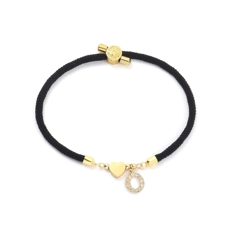Minimalist Classic Style Letter 304 Stainless Steel Nylon Copper Zircon Bracelets In Bulk