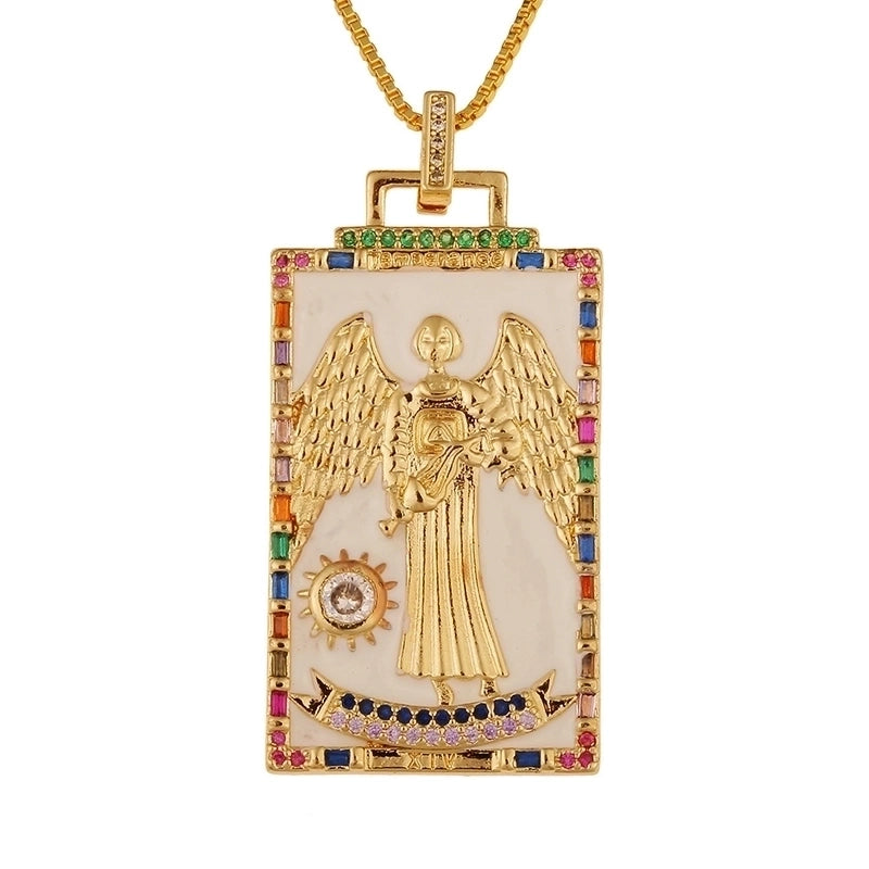 Fashion New Oil Drop Tarot Pendant Copper Zircon Necklace