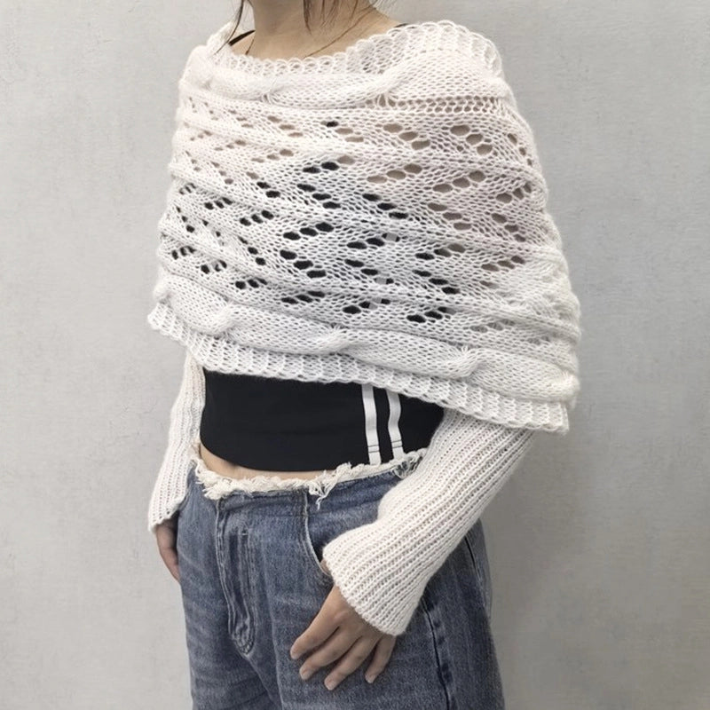 Unisex Streetwear Solid Color Deer Plush Hollow Out Shawl