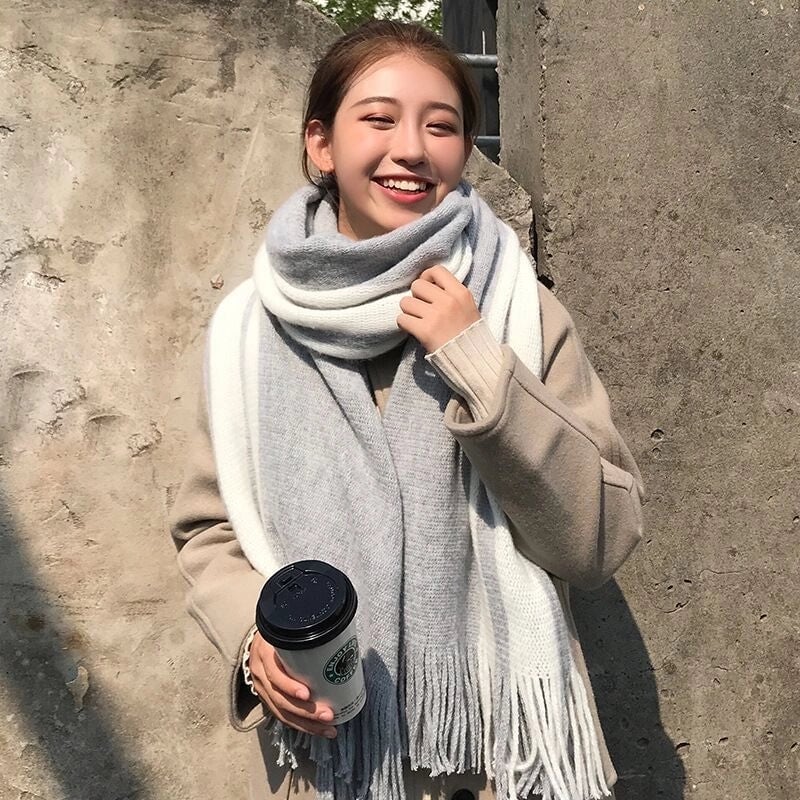 Scarf Women's Winter Versatile Cute Student Thickened Wool Warm Internet Celebrity Scarf Men