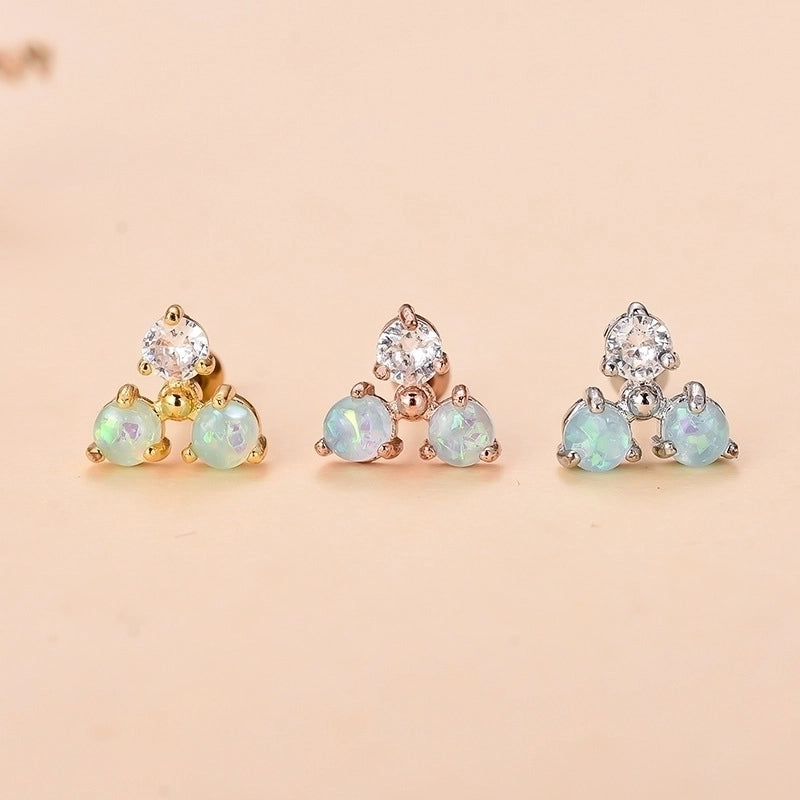 Minimalist Star Heart Shape Stainless Steel Copper Plating Inlay Zircon Ear Studs 1 Piece