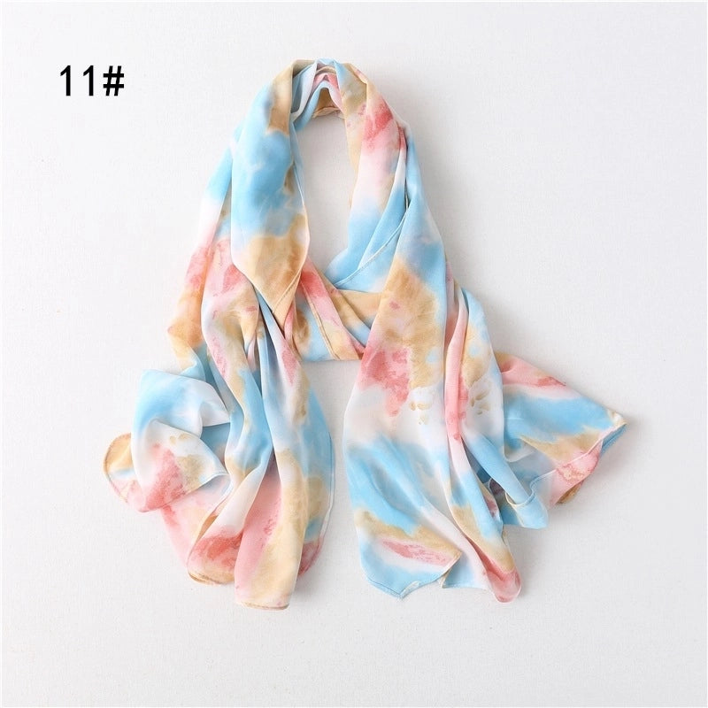 Women's Minimalist Tie Dye Chiffon Scarf