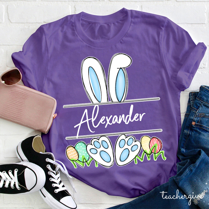 Personalized Name Easter Bunny Teacher T-Shirt