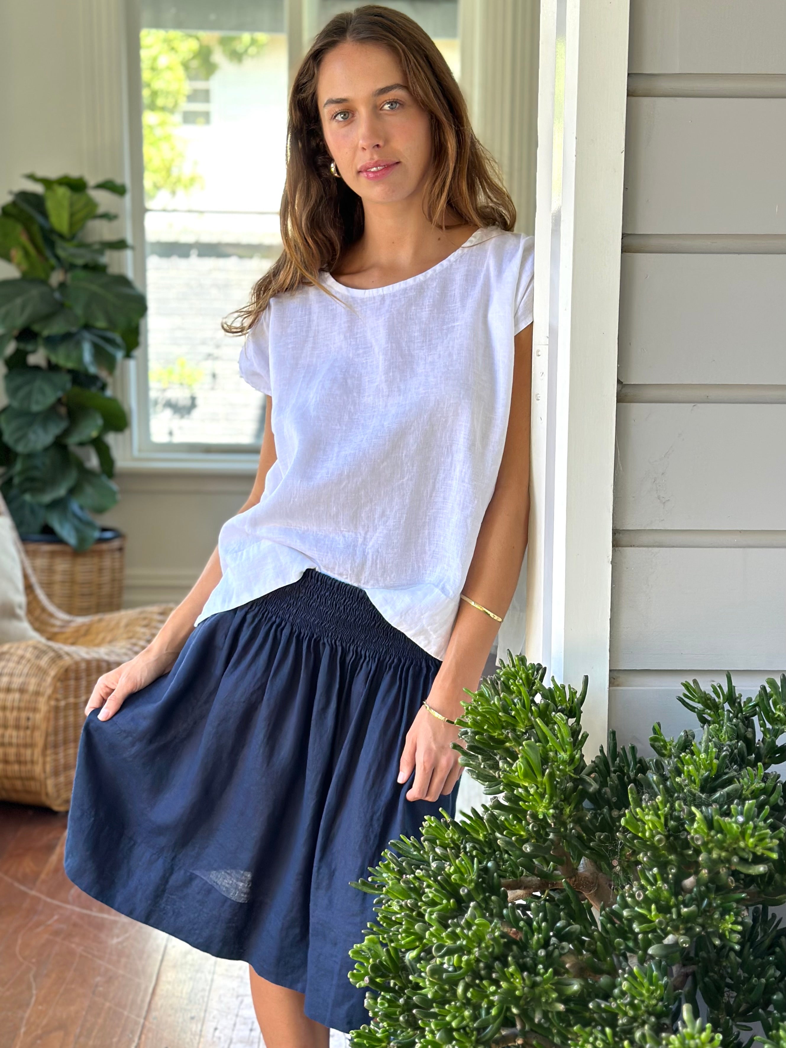 zoe skirt - indigo linen