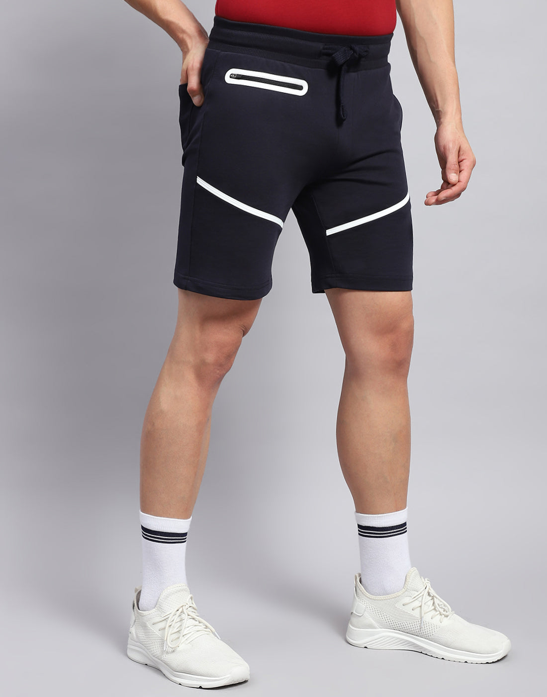 Men Navy Blue Solid Smart Fit Short