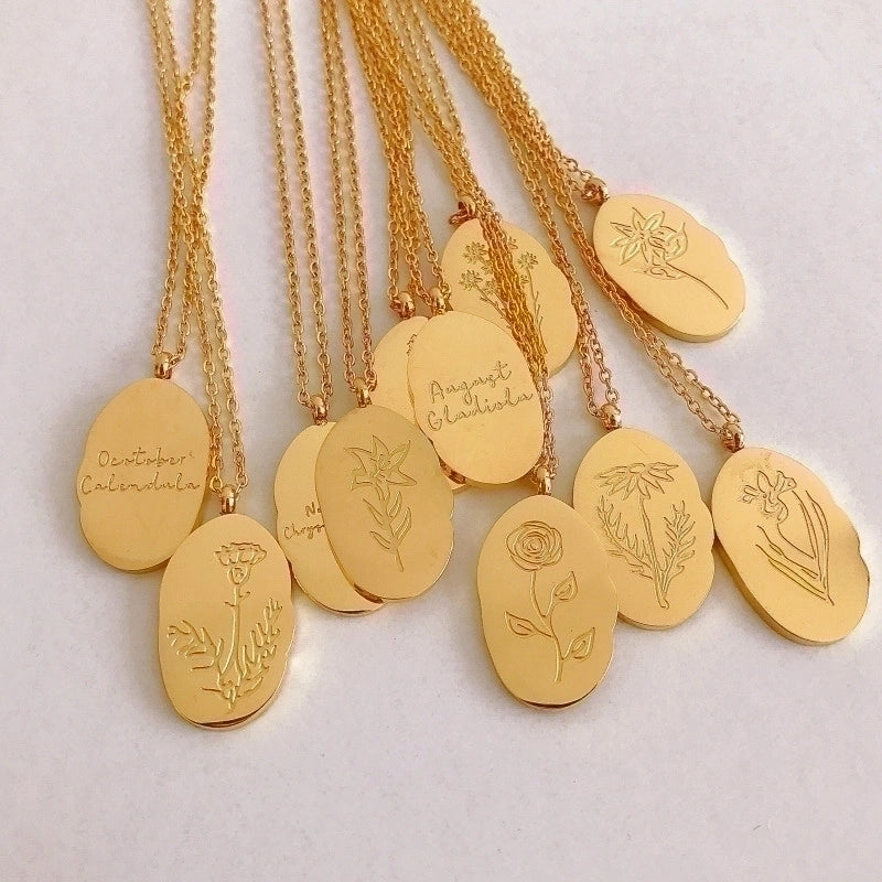 201 Stainless Steel 304 Stainless Steel Minimalist Plating Flower Pendant Necklace