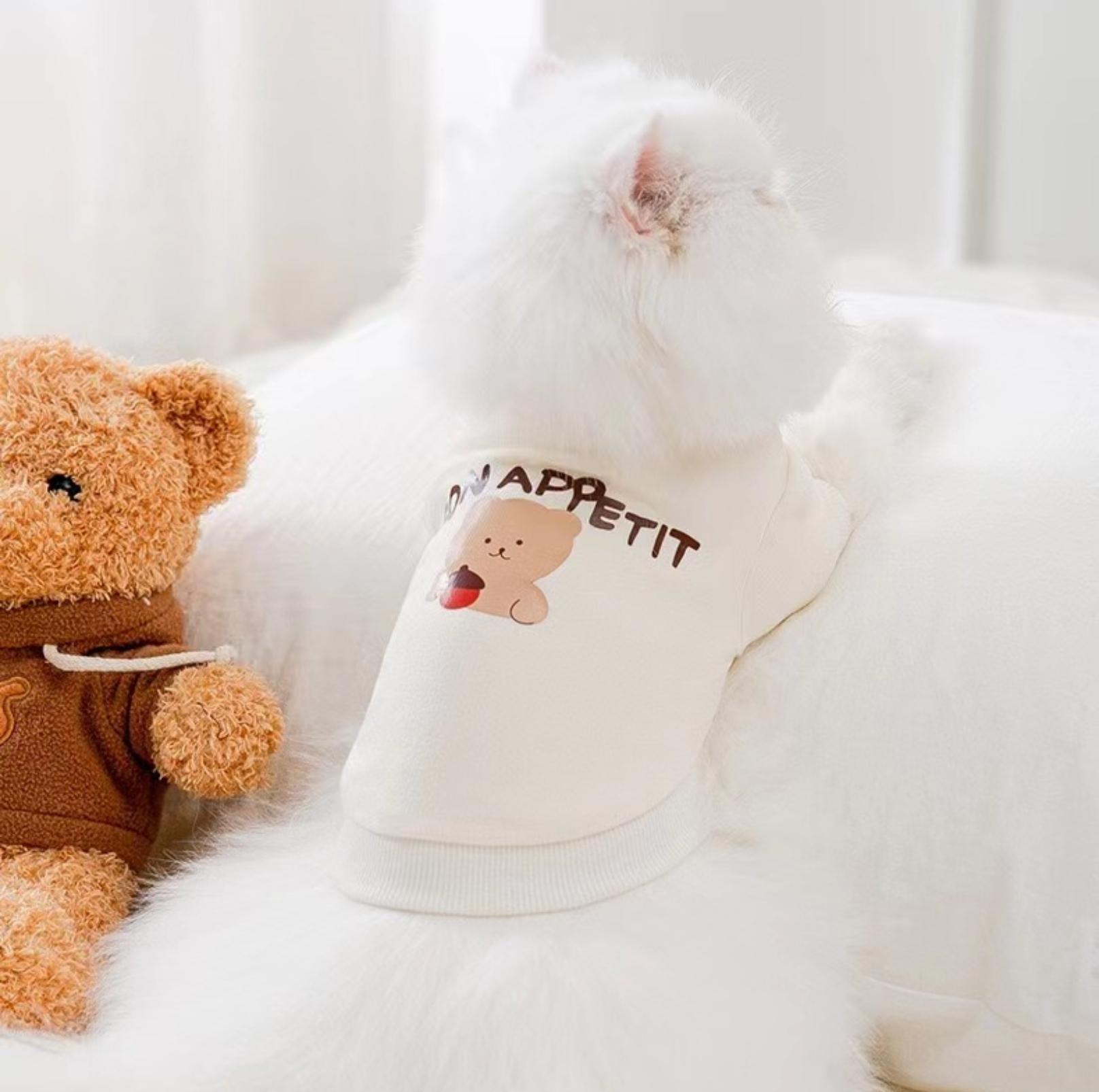 Cartoon Bear Pattern Striped Summer Pet T-Shirt