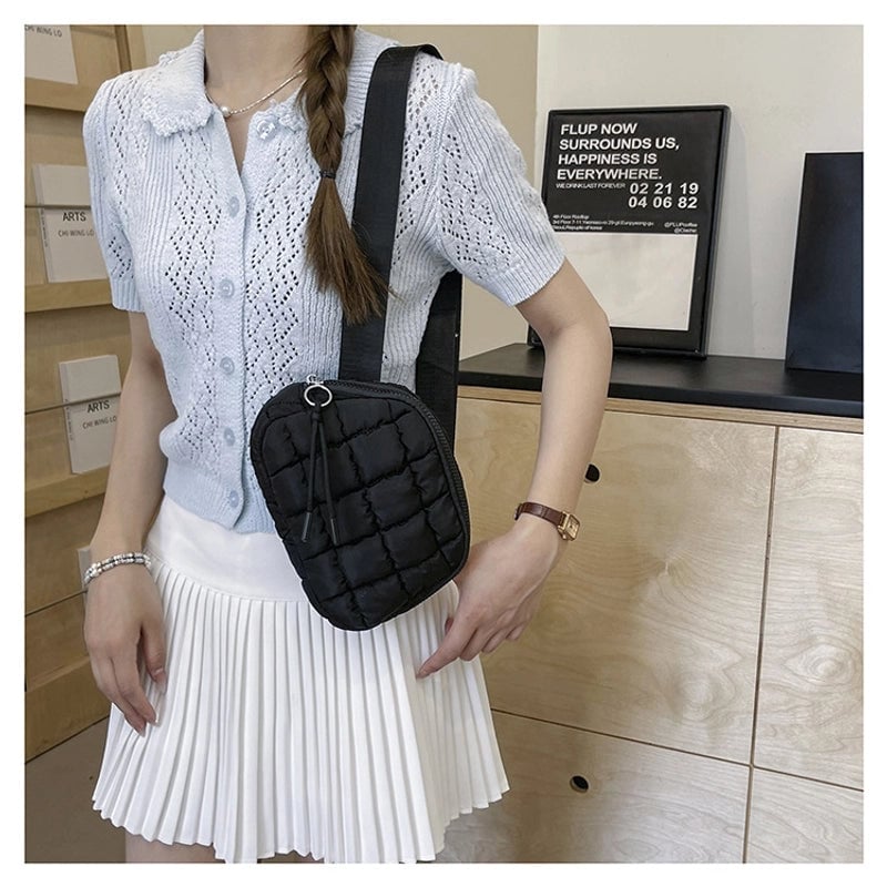 Women's Small Pu Leather Solid Color Elegant Square Zipper Crossbody Bag
