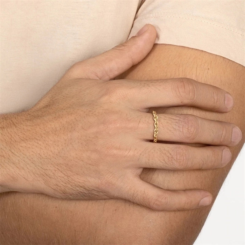 Stainless Steel 14K Gold Plated Fashion Geometric No Inlaid Rings