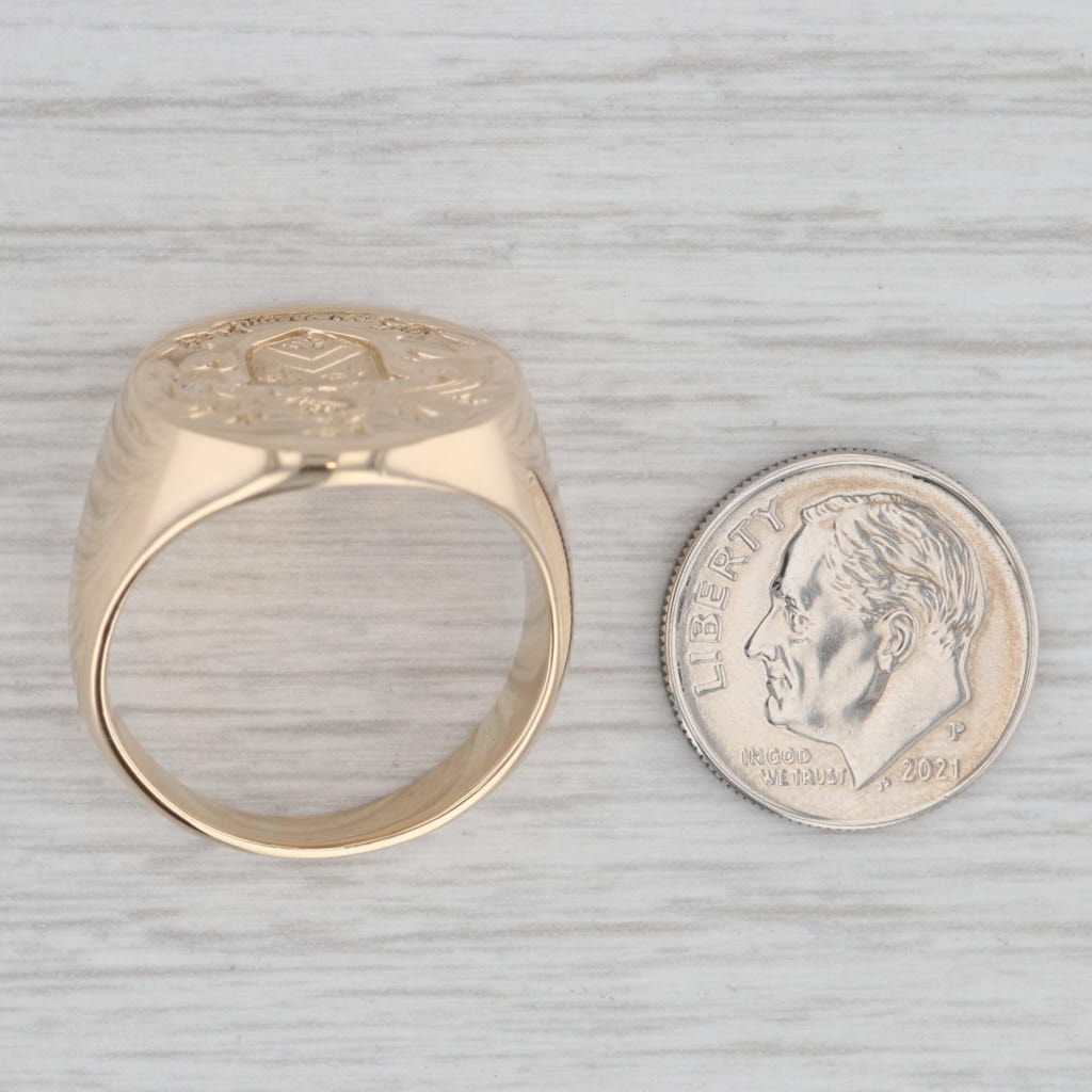 Coat of Arms Wax Seal Ring 14k Yellow Gold Size 10.25 Signet