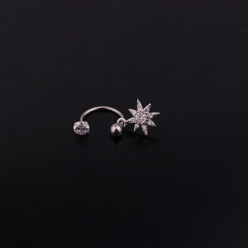 Ear Cartilage Rings & Studs Geometric 316L Stainless Steel  Copper Inlaid Zircon