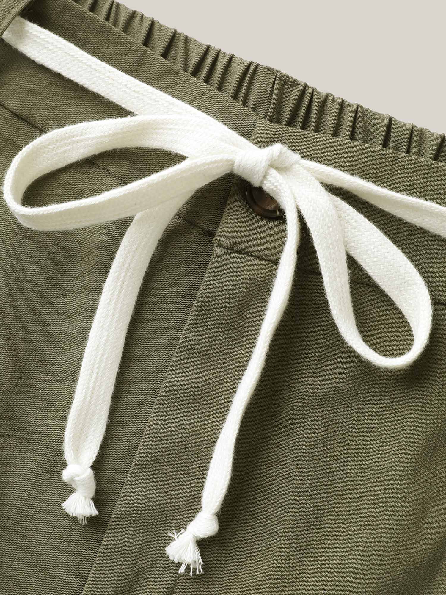 Drawstring Pockets Wide-Leg Pants