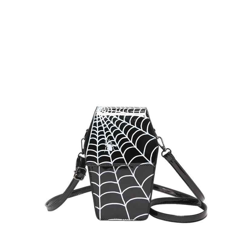 Halloween Women's Small Pu Leather Spider Web Vintage Style Streetwear Square Magnetic Buckle Shoulder Bag