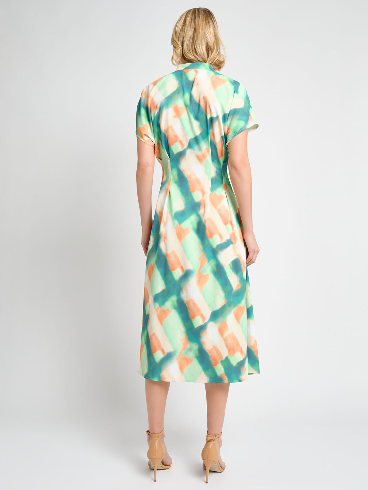 Fit & Flare Crepe de Chine Button Up Maxi Dress - True Fit