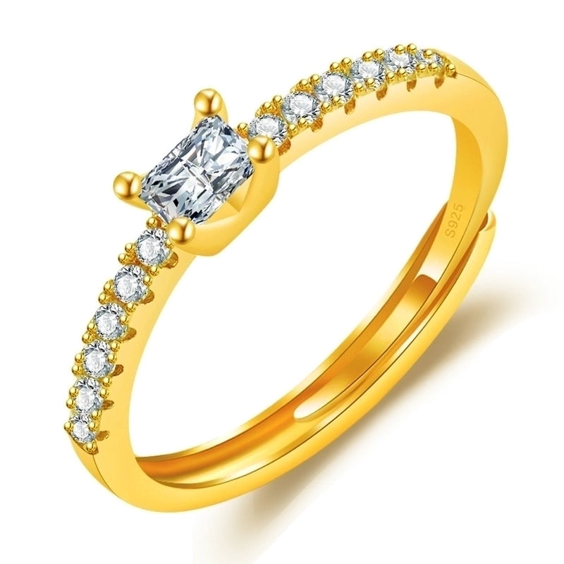 Minimalist Solid Color Copper Plating Inlay Artificial Diamond Rings 1 Piece