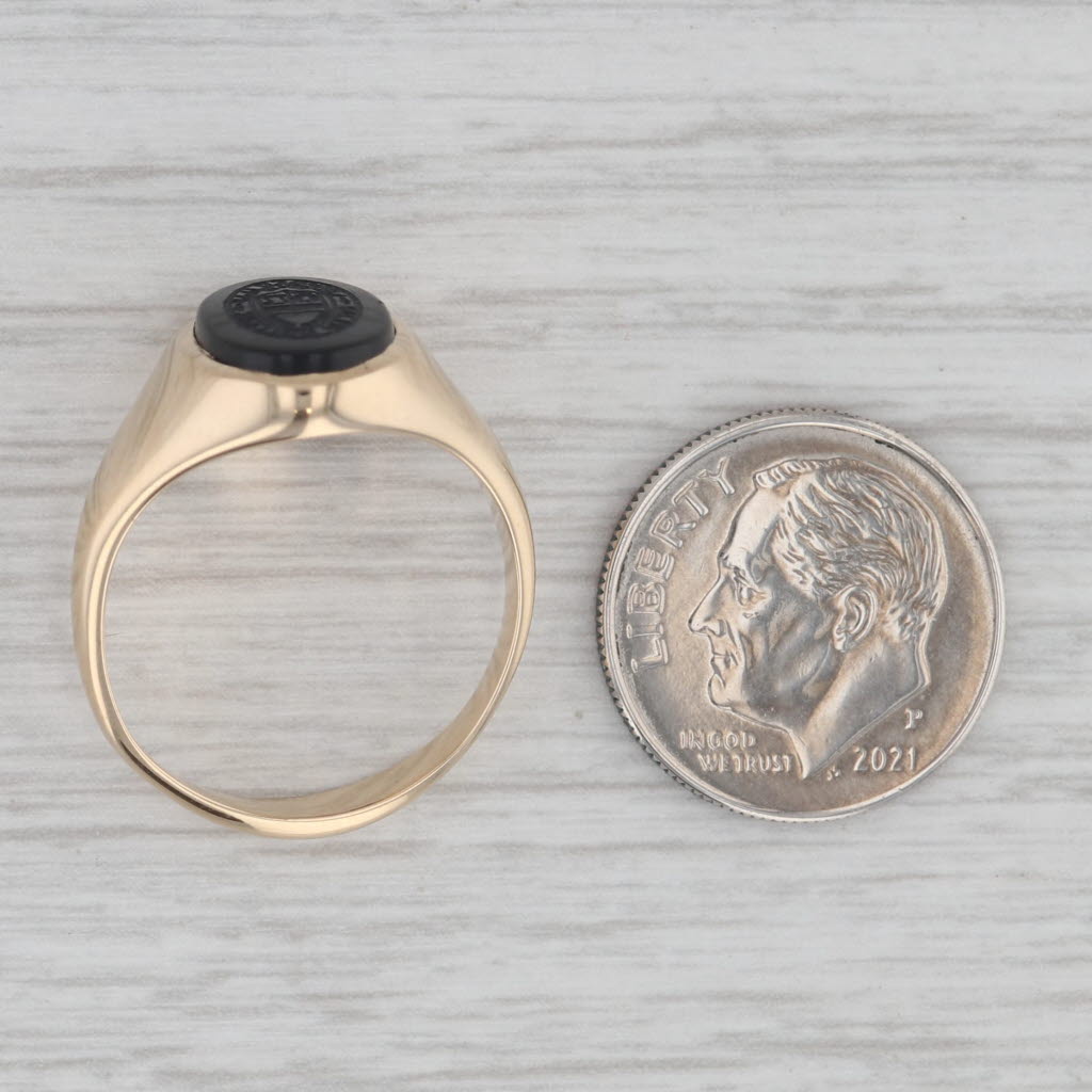 Vintage Salem College Onyx Seal Signet School Ring 14k Yellow Gold Size 7.5