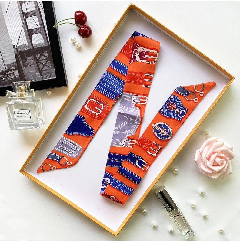Women's Minimalist Flower Satin Printing Silk Scarf