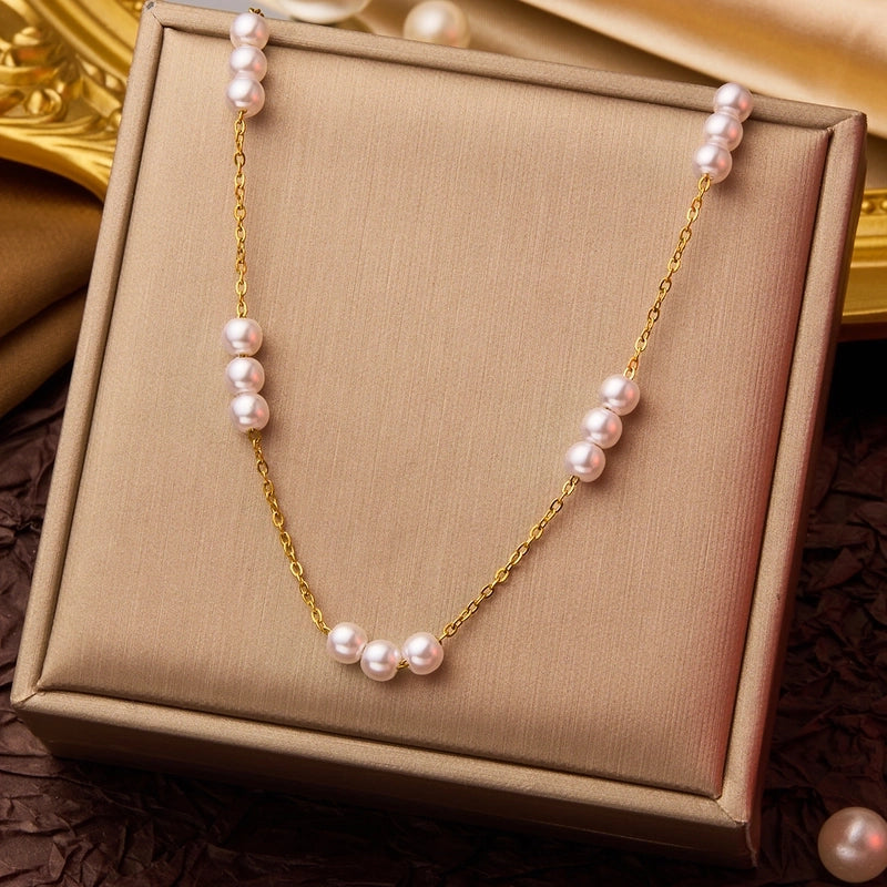 Elegant Minimalist Geometric Flower Bow Knot Titanium Steel Plating Pendant Necklace