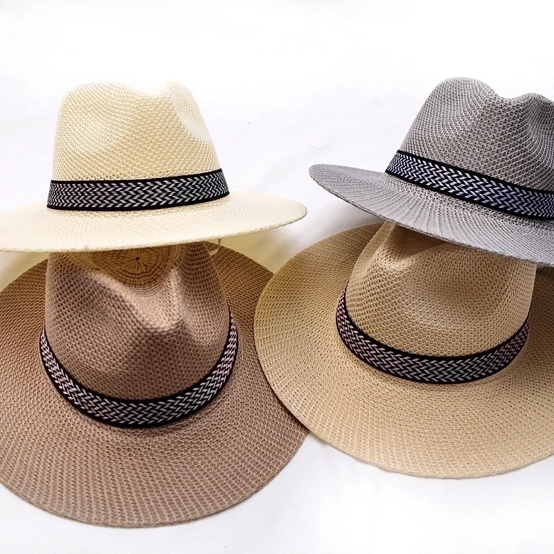 Unisex Minimalist Stripe Wide Eaves Sun Hat