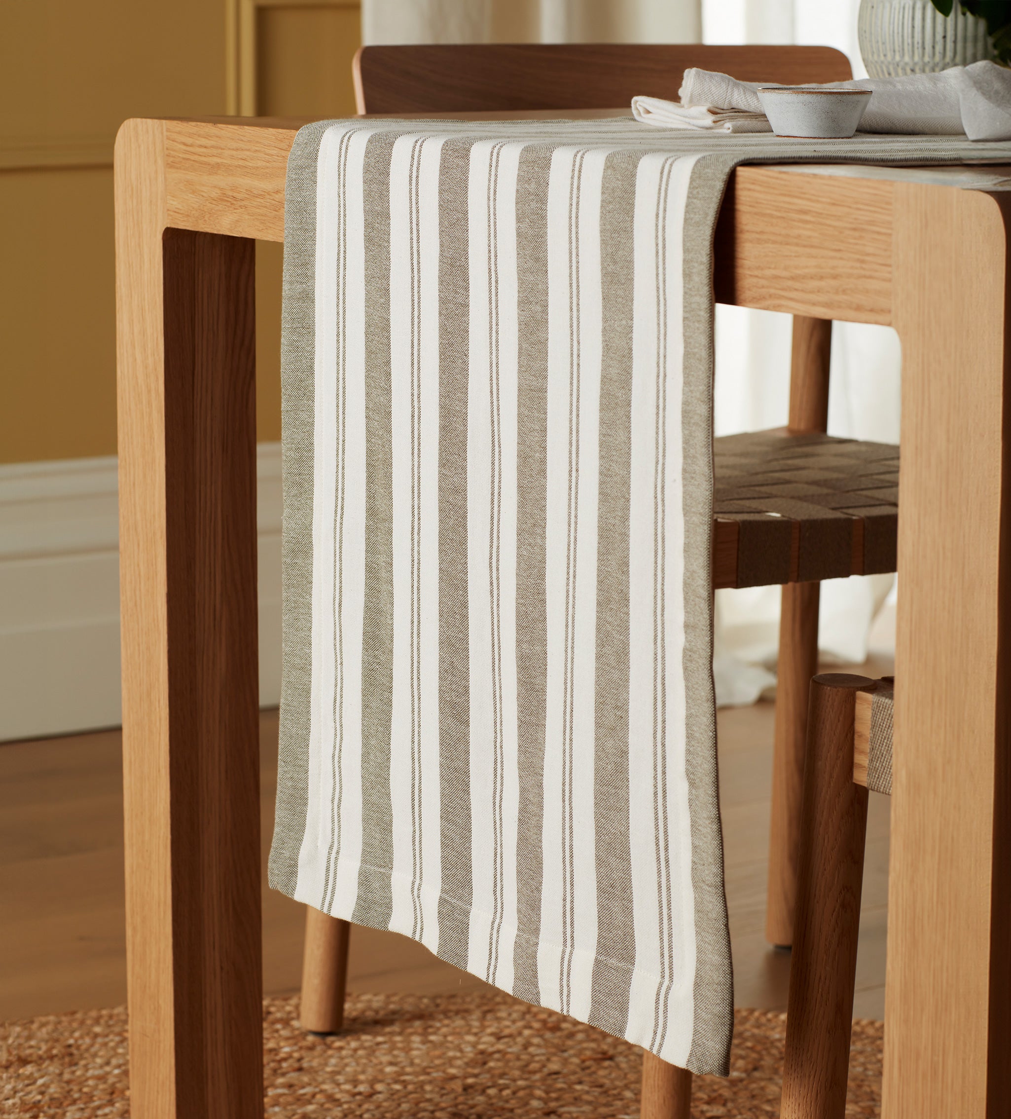 Dark Olive Isaac 100% Cotton Table Runner