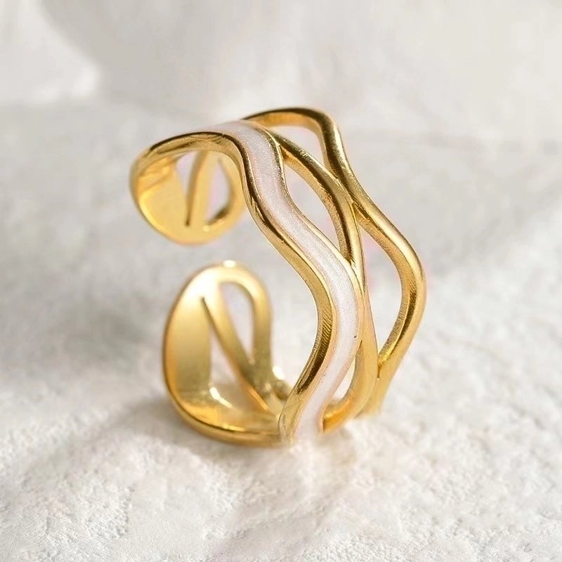 Ig Style Oval Heart Shape Titanium Steel Enamel Open Rings