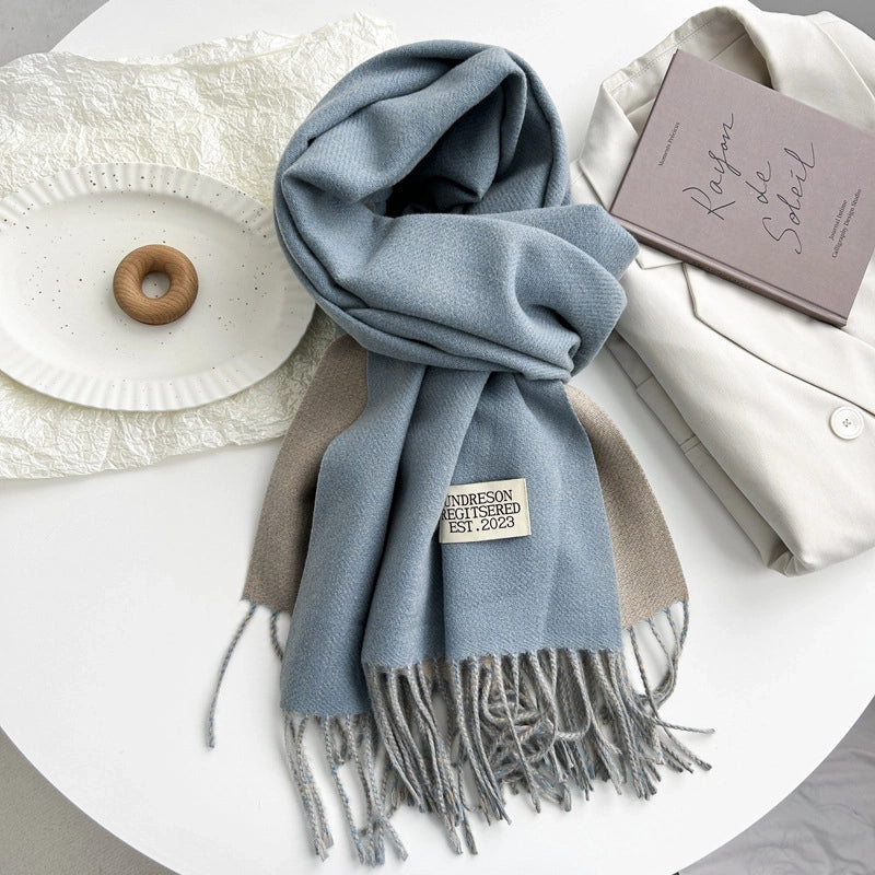 Women's Basic Solid Color Imitation Cashmere Tassel Scarf