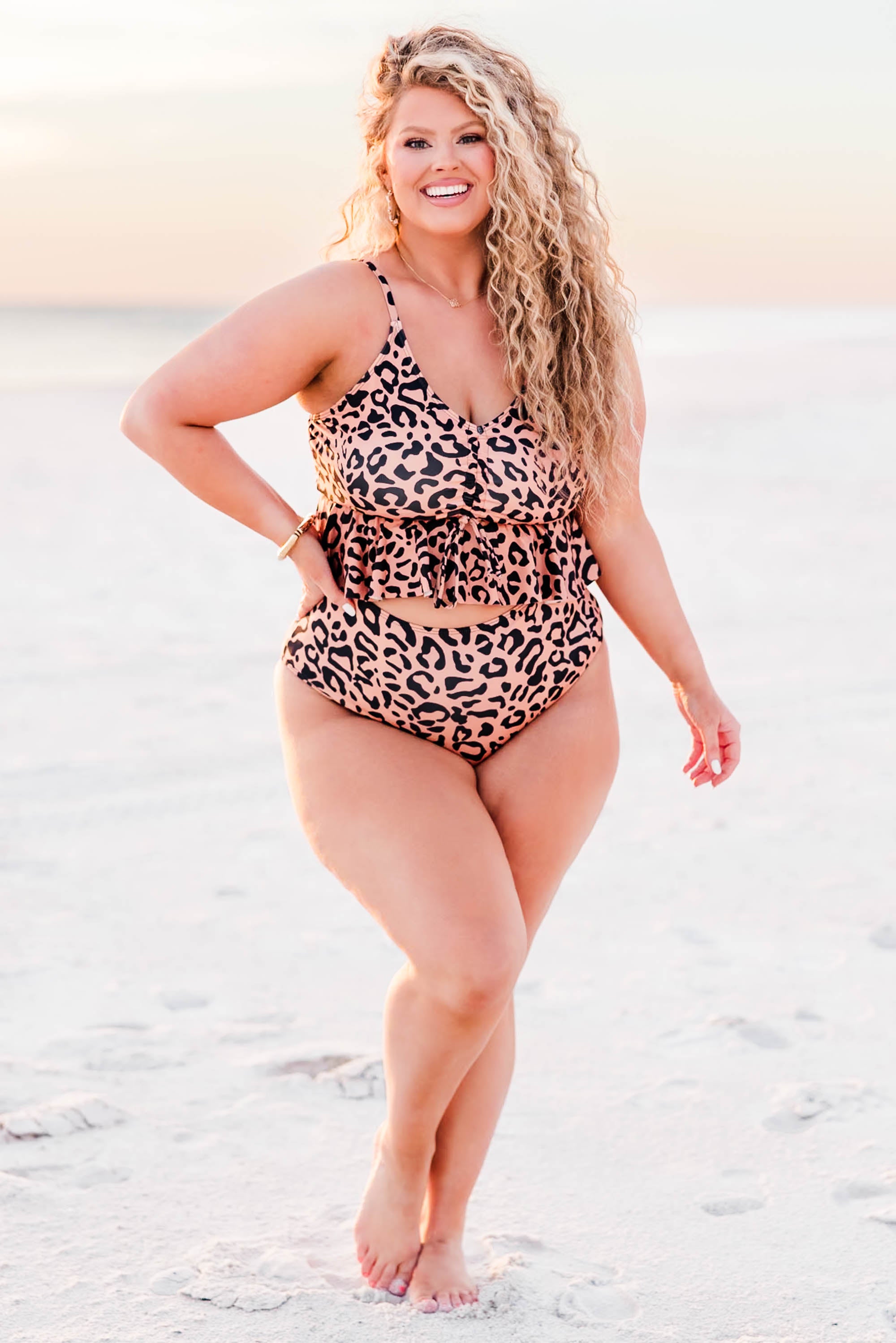 All Summer Long Swim Top. Leopard