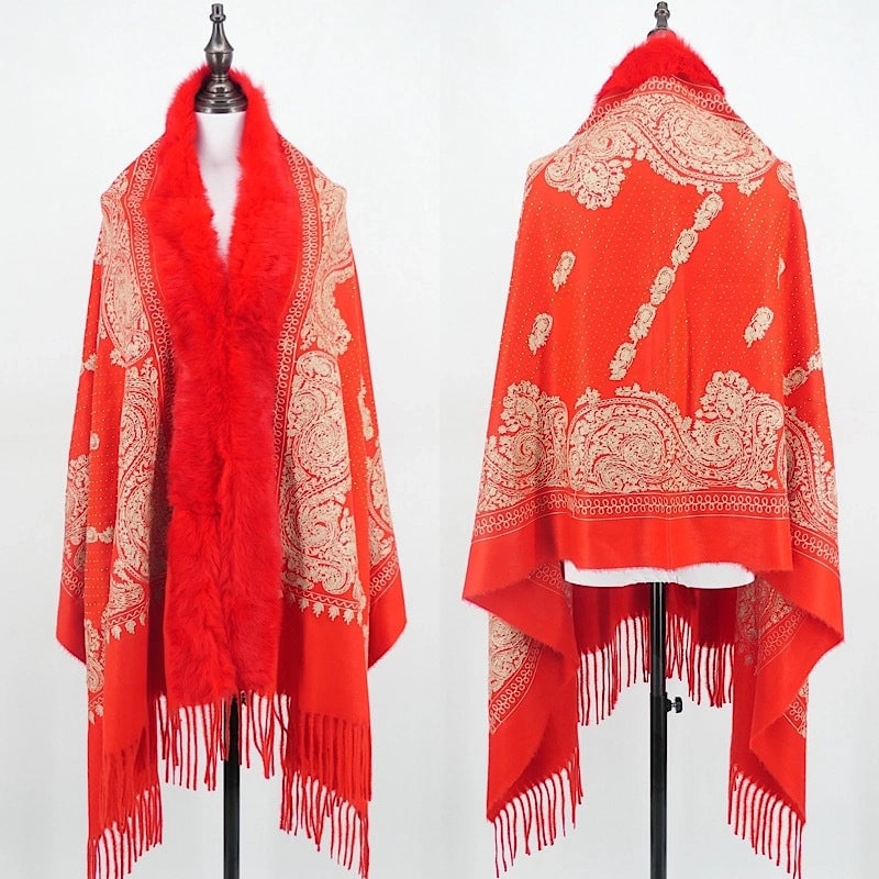 Women's Ethnic Style Flower Imitation Cashmere Tassel Shawl