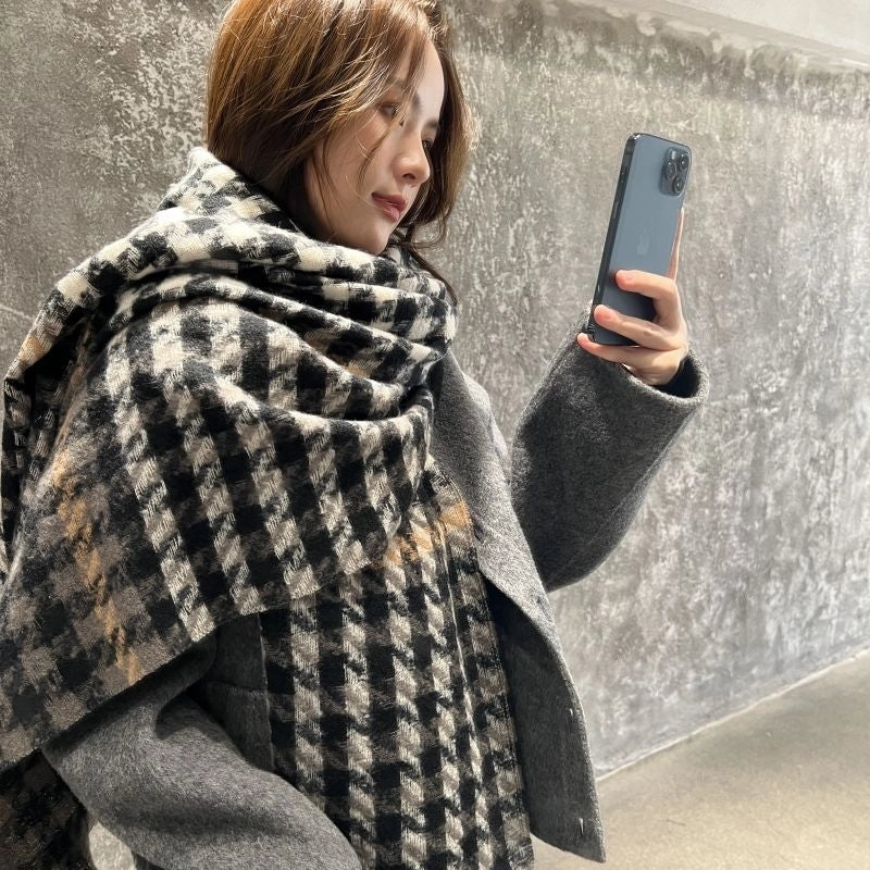 Unisex Minimalist Classic Style Plaid Imitation Cashmere Scarf