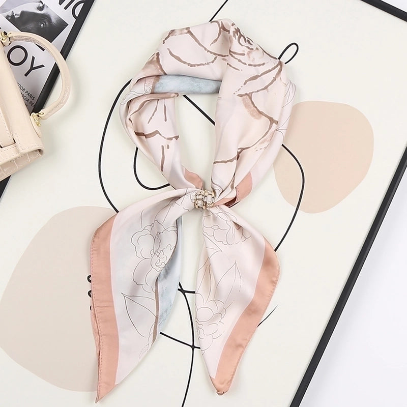 Women's Elegant Flower South  Satin Silk Scarves