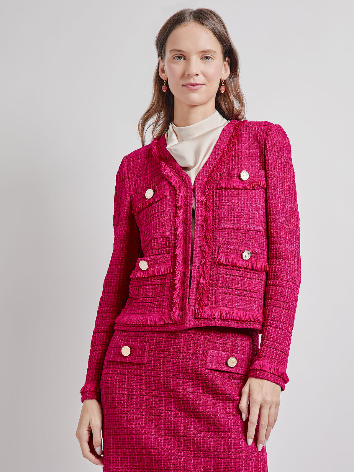 Heritage Tonal Textured Fringe Knit Jacket - Vanity Fit