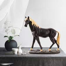 BLACK RESIN HORSE ORNAMENT – MODERN ART SCULPTURE & HANDCRAFTED STATUE