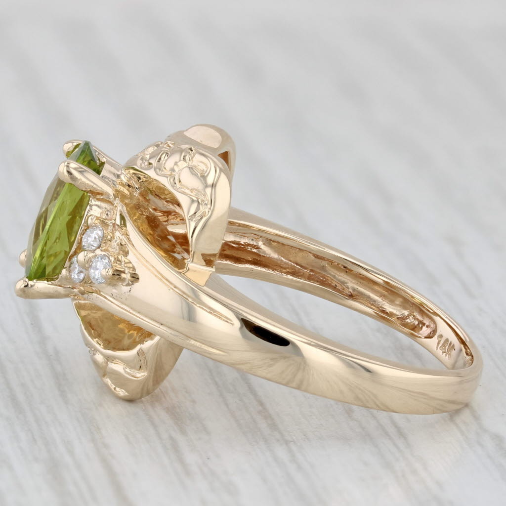 3ctw Peridot Diamond Ring 14k Yellow Gold Size 9.25 Oval Solitaire