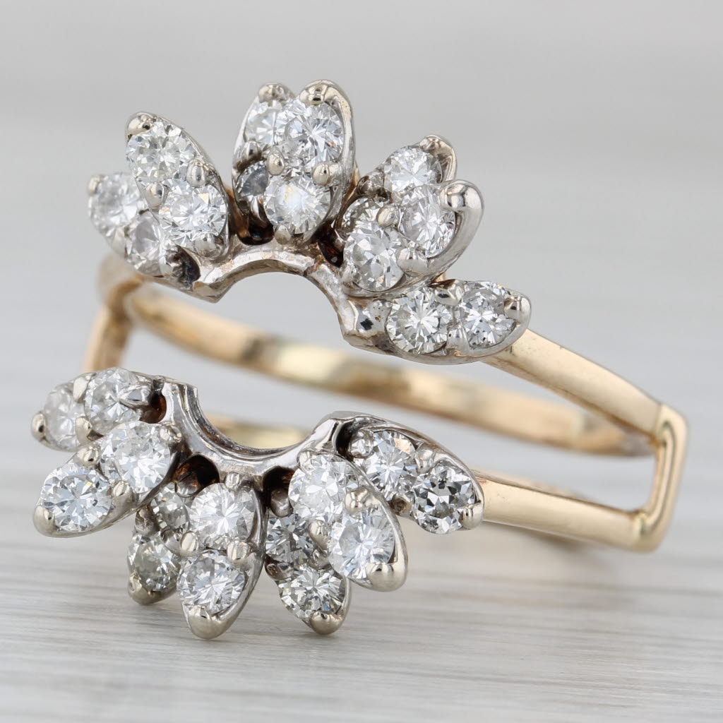 1.70ctw Diamond Cluster Ring Jacket Guard Enhancer 14k Gold Size 9.5 Bridal