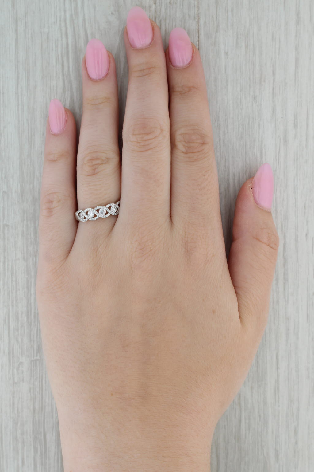 0.66ctw 5-Stone Diamond Ring 14k White Gold Size 8.25 Wedding Anniversary Band