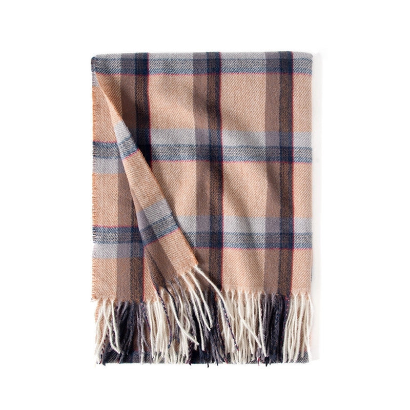 Unisex Vintage Style Minimalist Plaid Polyester Scarf