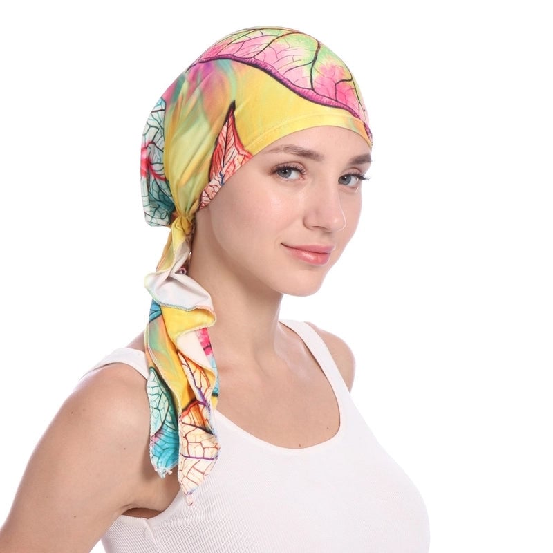 New Printed Curved Flower Cloth Hat Muslim Toe Cap Milk Silk Pullover Small Hat In Stock