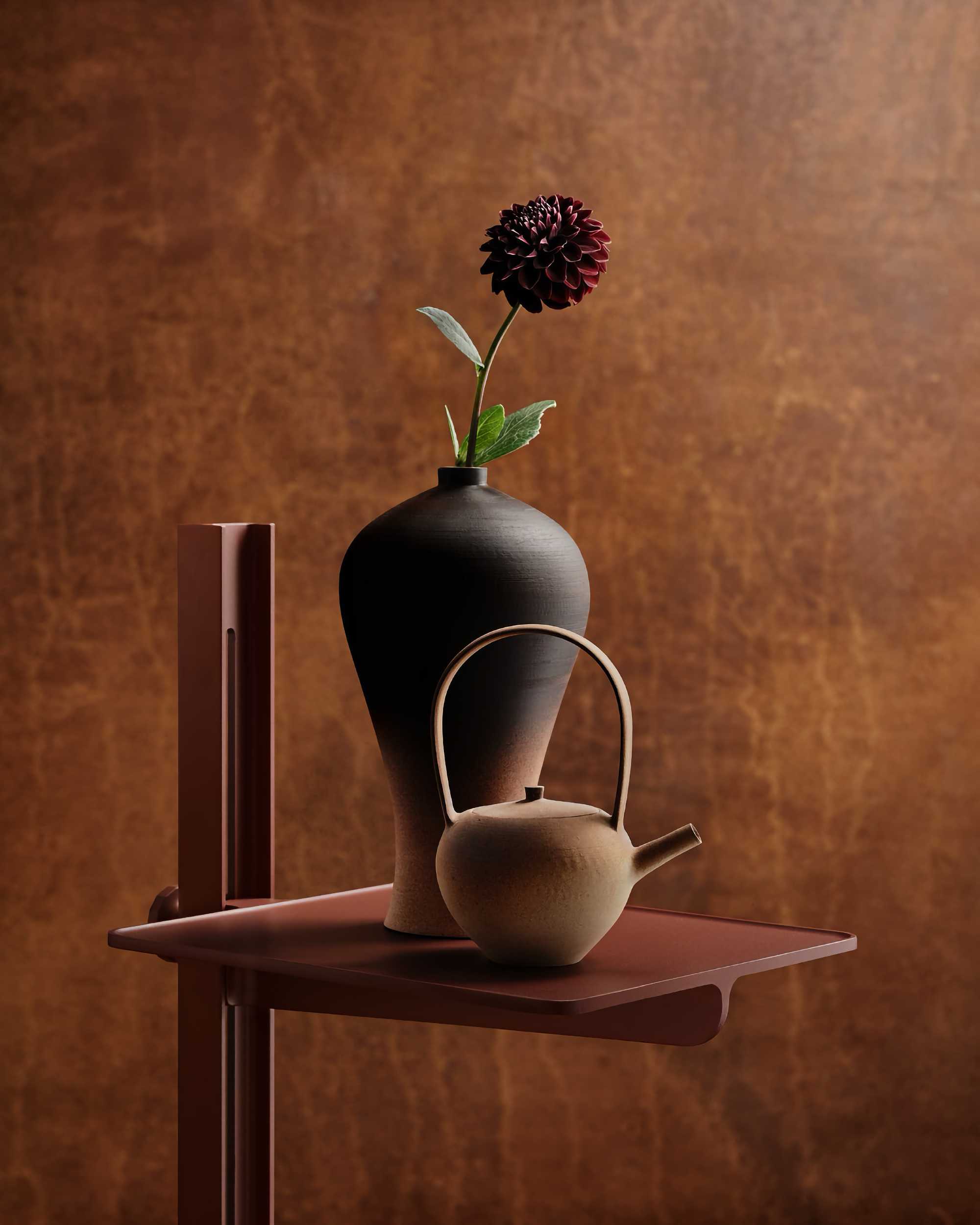 String Museum sidetable. Red Rust