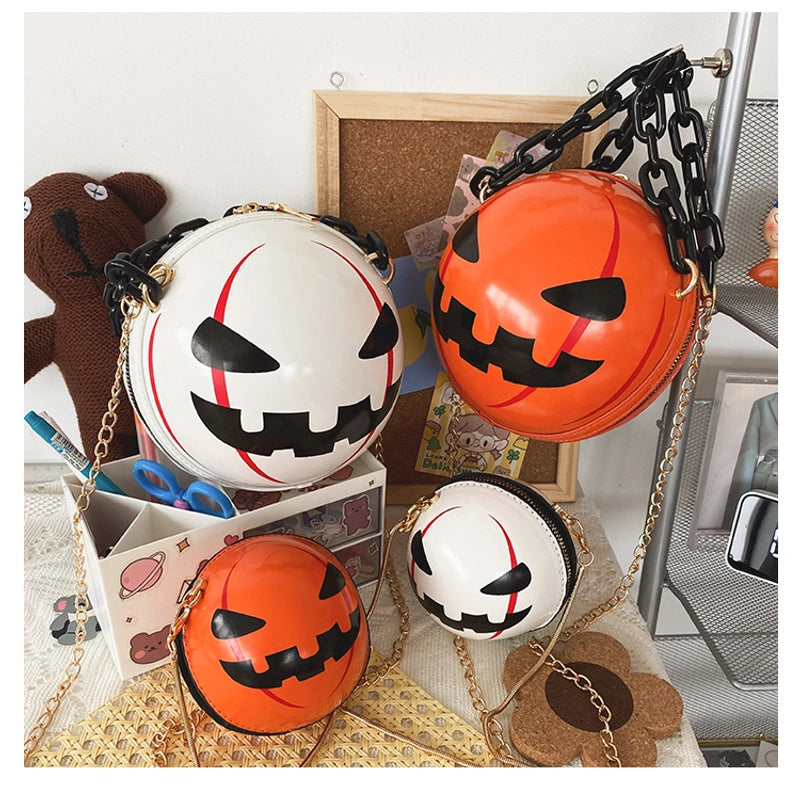 Halloween Women's Pu Leather Pumpkin Cute Zipper Shoulder Bag