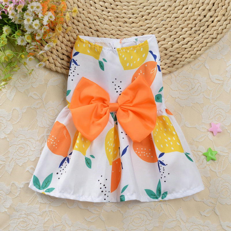 Printed Bowknot Sleeveless Dog Dress