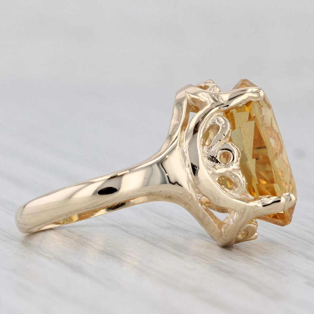6.10ct Oval Orange Citrine Solitaire Ring 14k Yellow Gold Size 5