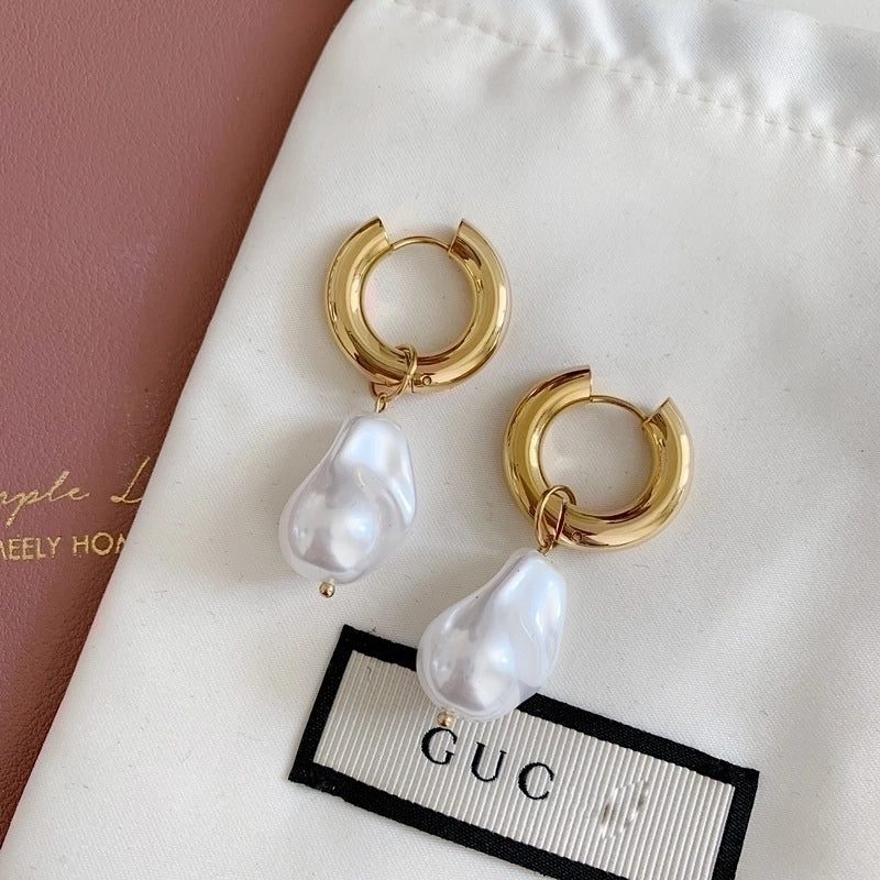 1 Pair Minimalist Solid Color Plating Stainless Steel Gold Plated Earrings