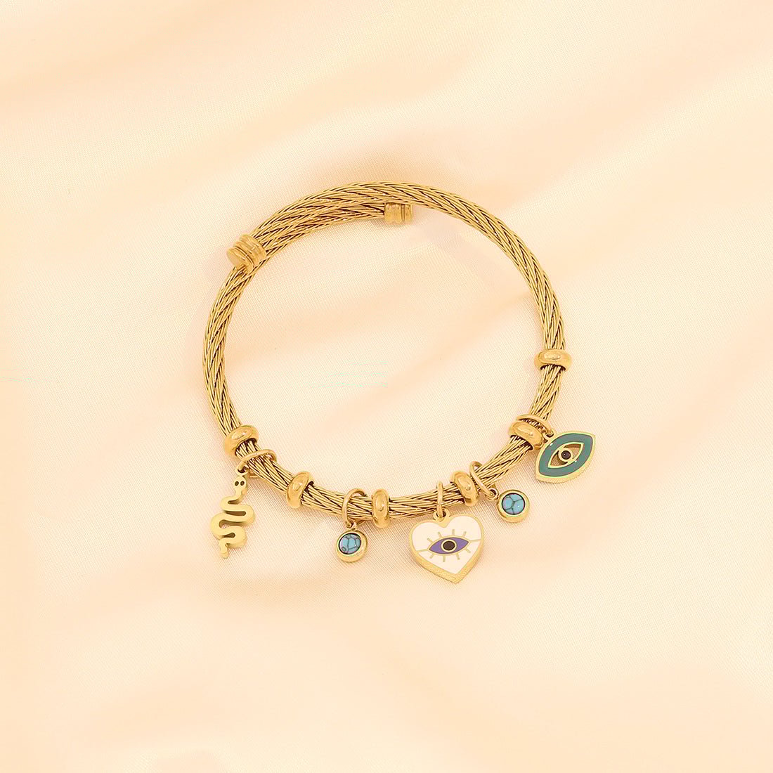 Fashion Heart Stainless Steel Electroplating Bangles