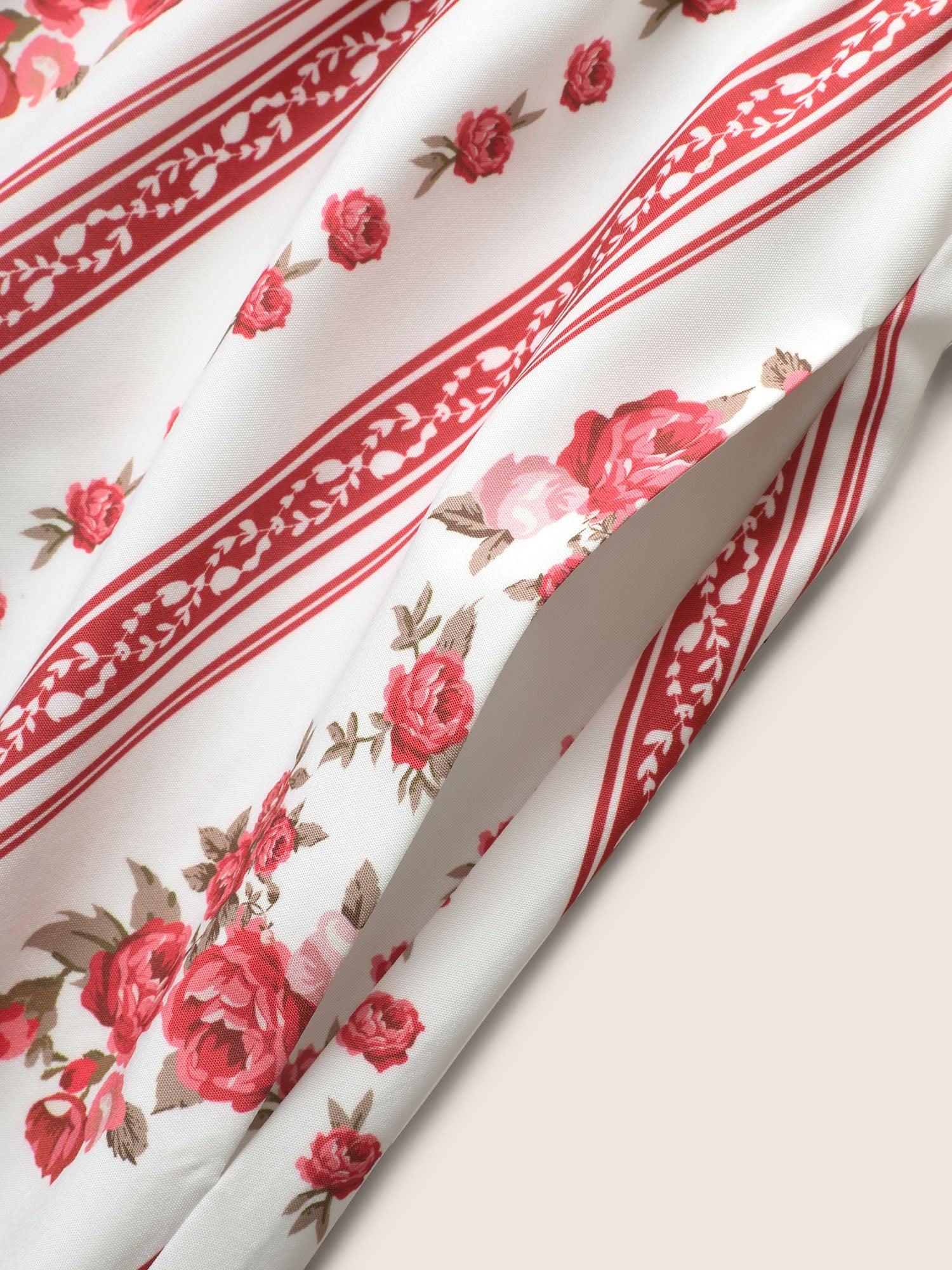 Heart Neckline Boho Print Shirred Cami Midi Dress