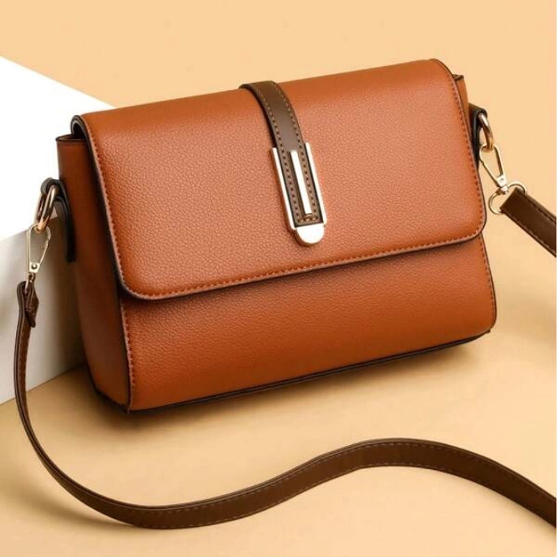 Small Square Bag Women's New Fashion Soft Leather Women's Shoulder Crossbody Bag Solid Color High-end Texture Middle-aged Mother Bag