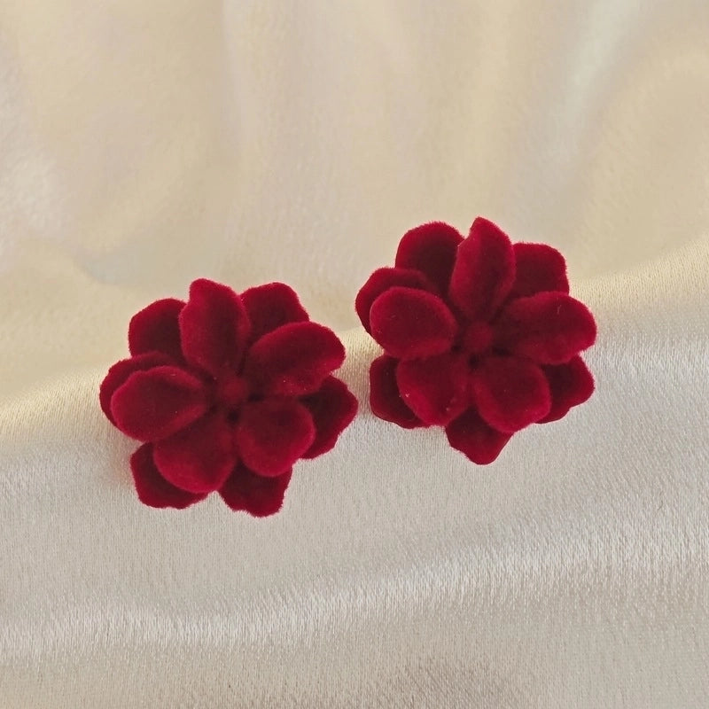 3 Pieces Sweet Heart Shape Rose Flower Inlay Imitation Pearl Alloy Rhinestones Earrings